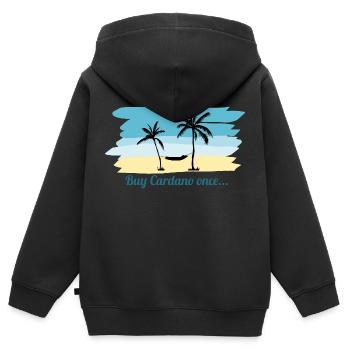 Cardano ADA Cryptomonnaie hodln hodl plage - Sweat Premium à capuche zippé enfant bio - noir - Dos - AI Model Kid Male (0cm)