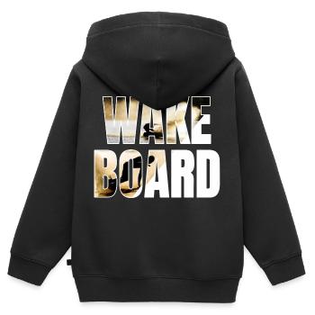 Wakeboard Wakeskate Wassersport Boot Wakeboarder - Kinder Premium Organic Zip Hoodie - Schwarz - Hinten - AI Model Kid Male (0cm)