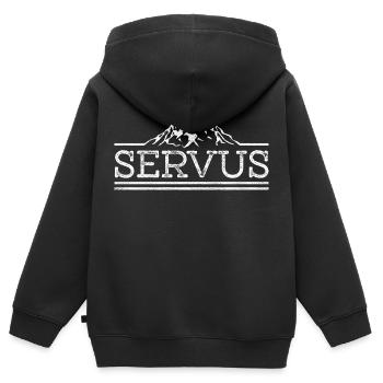 Servus Berge Bayern Österreich - Kinder Premium Organic Zip Hoodie - Schwarz - Hinten - AI Model Kid Male (0cm)