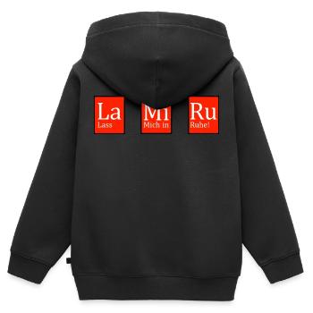 La Mi Ru - Kinder Premium Organic Zip Hoodie - Schwarz - Hinten - AI Model Kid Male (0cm)