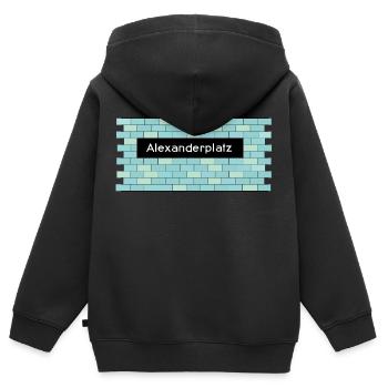 U-Bahnhof Alexanderplatz - Kinder Premium Organic Zip Hoodie - Schwarz - Hinten - AI Model Kid Male (0cm)