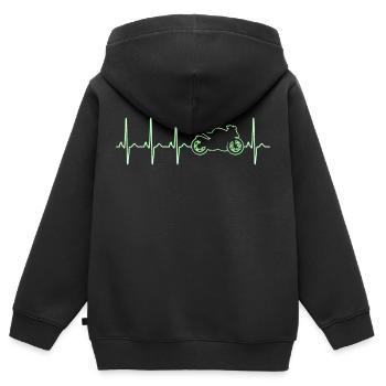 Motorrad Herzschlag Motorradfahrer Grün - Kinder Premium Organic Zip Hoodie - Schwarz - Hinten - AI Model Kid Male (0cm)