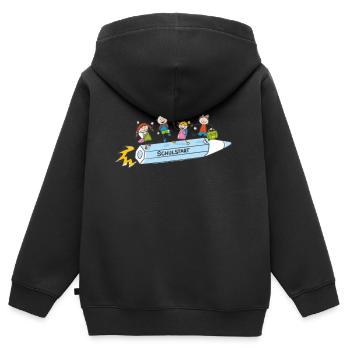 Schulstart Kinder Geschenk - Kinder Premium Organic Zip Hoodie - Schwarz - Hinten - AI Model Kid Male (0cm)