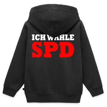 Ich wähle spd - Kinder Premium Organic Zip Hoodie - Schwarz - Hinten - AI Model Kid Male (0cm)
