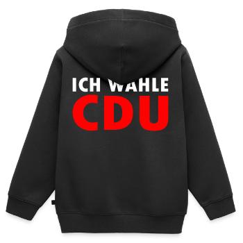 Ich wähle cdu - Kinder Premium Organic Zip Hoodie - Schwarz - Hinten - AI Model Kid Male (0cm)