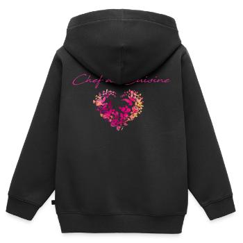 ungarische blumen, herz, Herz, chef de cuisine - Kinder Premium Organic Zip Hoodie - Schwarz - Hinten - AI Model Kid Male (0cm)