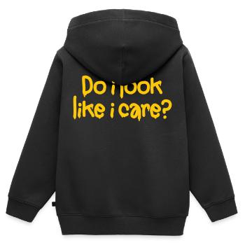 Ai-je l’air de m’en soucier? Pas d’intérêt! Non merci! - Sweat Premium à capuche zippé enfant bio - noir - Dos - AI Model Kid Male (0cm)