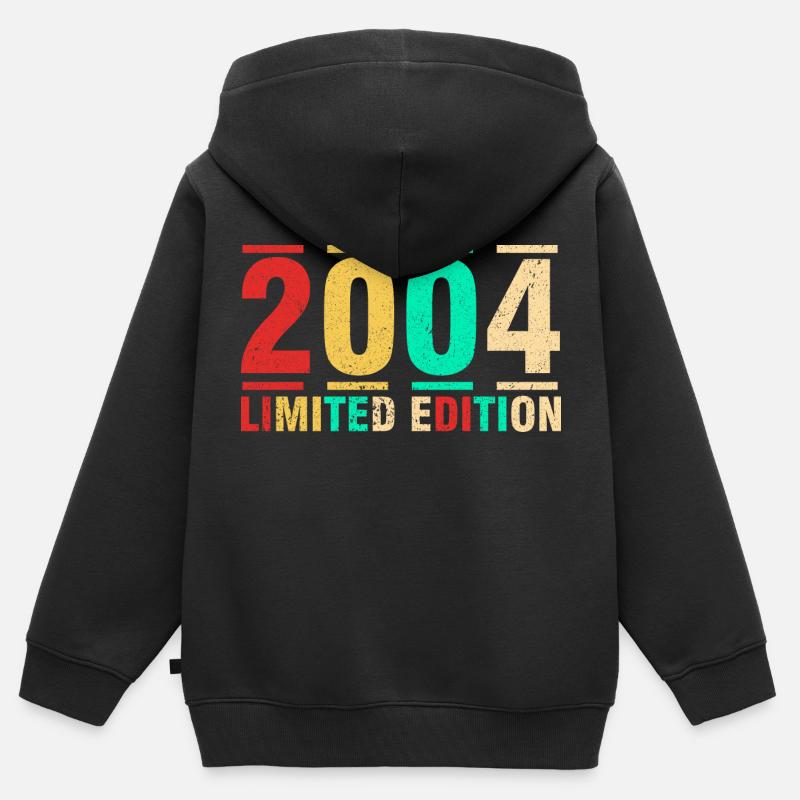 Cadeau anniversaire 2004 Édition Limitée 2004 - Sweat Premium à capuche zippé enfant bio - noir