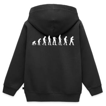 L’évolution humaine la génération smartphone - Sweat Premium à capuche zippé enfant bio - noir - Dos - AI Model Kid Male (0cm)