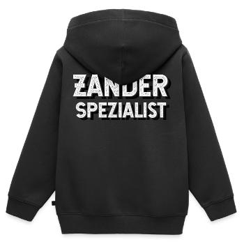 Zander Spezialist - Angeln, Angler Geschenk - Kinder Premium Organic Zip Hoodie - Schwarz - Hinten - AI Model Kid Male (0cm)