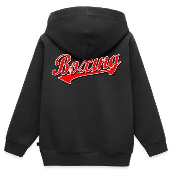 boxe boxe boxer mma combat coup de pied coup de poing sparring ko - Sweat Premium à capuche zippé enfant bio - noir - Dos - AI Model Kid Male (0cm)