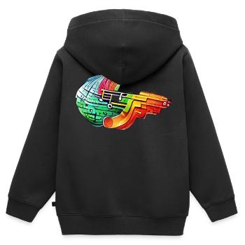 Buntes Ding - Kinder Premium Organic Zip Hoodie - Schwarz - Hinten - AI Model Kid Male (0cm)