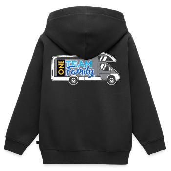 team familie campen hundesport elternzeit camping - Kinder Premium Organic Zip Hoodie - Schwarz - Hinten - AI Model Kid Male (0cm)