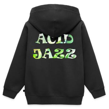 Retro Acid Jazz Funk - Sweat Premium à capuche zippé enfant bio - noir - Dos - AI Model Kid Male (0cm)