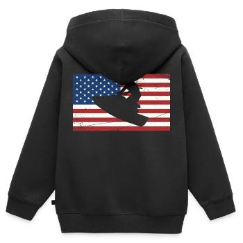 drapeau de jetski des États-Unis Conception d’un drapeau américain et d’un jet ski - Sweat Premium à capuche zippé enfant bio - noir - Dos - AI Model Kid Male (0cm)