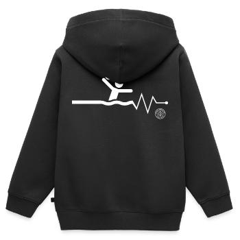 Wasserball - Kinder Premium Organic Zip Hoodie - Schwarz - Hinten - AI Model Kid Male (0cm)