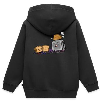 Kawaii Toast - Kinder Premium Organic Zip Hoodie - Schwarz - Hinten - AI Model Kid Male (0cm)