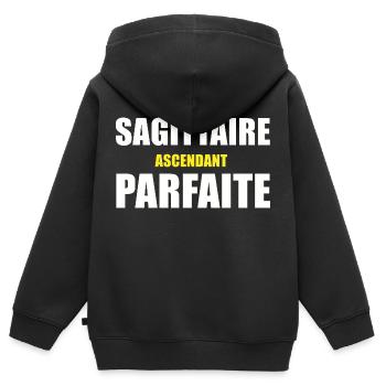sagittaire ascendant parfaite / humour sagittaire - Sweat Premium à capuche zippé enfant bio - noir - Dos - AI Model Kid Male (0cm)