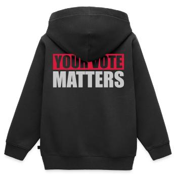 your vote matters Zitat - Kinder Premium Organic Zip Hoodie - Schwarz - Hinten - AI Model Kid Male (0cm)