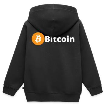 Le Bitcoin - Sweat Premium à capuche zippé enfant bio - noir - Dos - AI Model Kid Male (0cm)