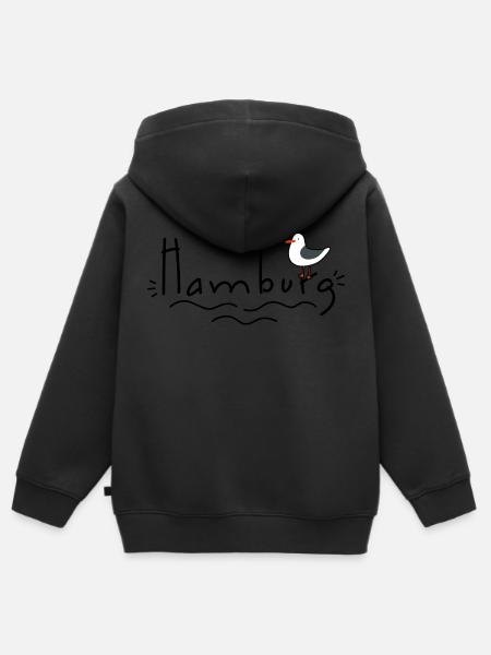 Hamburg mit Möwe - Kinder Premium Organic Zip Hoodie - Schwarz