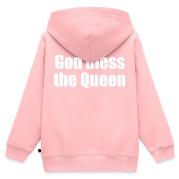 que Dieu bénisse la reine - Sweat Premium à capuche zippé enfant bio - rose - Dos - AI Model Kid Female (0cm)