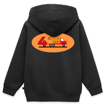 Truck - Kinder Premium Organic Zip Hoodie - Schwarz - Hinten - AI Model Kid Male (0cm)