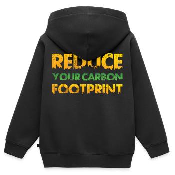 Reduzier deinen ökologischen Fußabdruck Umwelt - Kinder Premium Organic Zip Hoodie - Schwarz - Hinten - AI Model Kid Male (0cm)