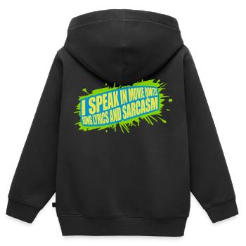 parler des paroles et du sarcasme - Sweat Premium à capuche zippé enfant bio - noir - Dos - AI Model Kid Male (0cm)