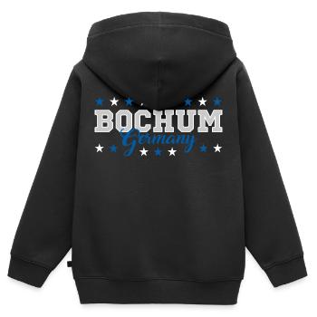 Bochum - Kinder Premium Organic Zip Hoodie - Schwarz - Hinten - AI Model Kid Male (0cm)