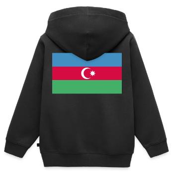 Aserbaidschans Flagge WM EM - Kinder Premium Organic Zip Hoodie - Schwarz - Hinten - AI Model Kid Male (0cm)