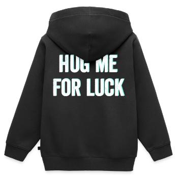 Umarme mich für Glück - Kinder Premium Organic Zip Hoodie - Schwarz - Hinten - AI Model Kid Male (0cm)