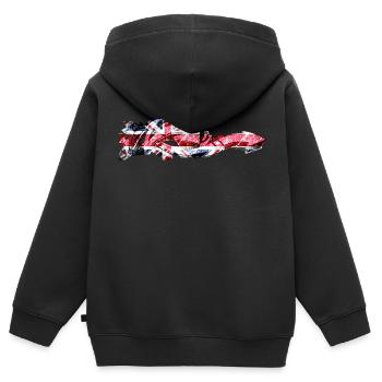 Angleterre Royaume-Uni Londres Anglais britannique Royaume-Uni - Sweat Premium à capuche zippé enfant bio - noir - Dos - AI Model Kid Male (0cm)