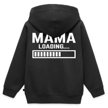 Maman charge maman maman - Sweat Premium à capuche zippé enfant bio - noir - Dos - AI Model Kid Male (0cm)