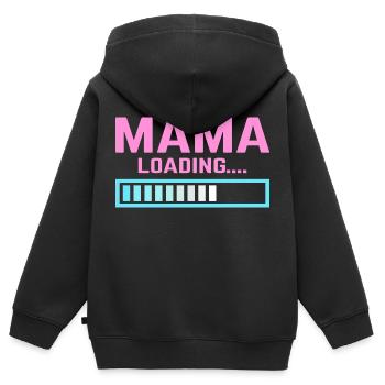Maman charge maman maman - Sweat Premium à capuche zippé enfant bio - noir - Dos - AI Model Kid Male (0cm)