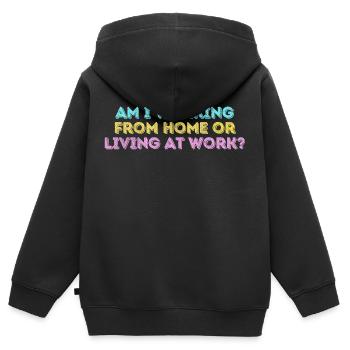 Am i working from home or living at work funny - Sweat Premium à capuche zippé enfant bio - noir - Dos - AI Model Kid Male (0cm)