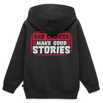 Mauvaises décisions, belles histoires - Sweat Premium à capuche zippé enfant bio - noir - Dos - AI Model Kid Male (0cm)
