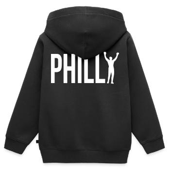 Philly Rocky Balboa - Kinder Premium Organic Zip Hoodie - Schwarz - Hinten - AI Model Kid Male (0cm)