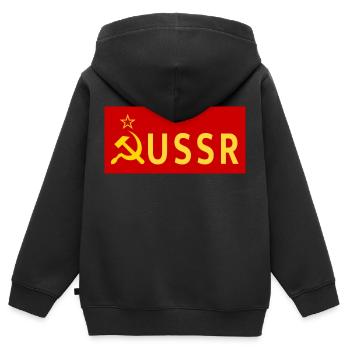 Drapeau rouge de l’URSS Armoiries de l’Union soviétique Russie - Sweat Premium à capuche zippé enfant bio - noir - Dos - AI Model Kid Male (0cm)