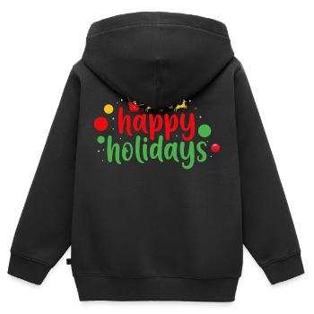 Happy holidays Weihnachten Xmas - Kinder Premium Organic Zip Hoodie - Schwarz - Hinten - AI Model Kid Male (0cm)