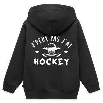j'peux pas j'ai hockey - Sweat Premium à capuche zippé enfant bio - noir - Dos - AI Model Kid Male (0cm)