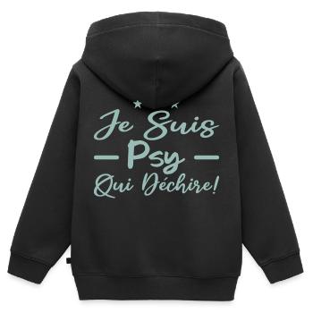 je suis psy qui déchire - Sweat Premium à capuche zippé enfant bio - noir - Dos - AI Model Kid Male (0cm)