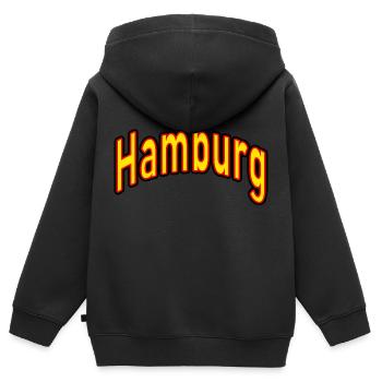 Hamburg - Kinder Premium Organic Zip Hoodie - Schwarz - Hinten - AI Model Kid Male (0cm)