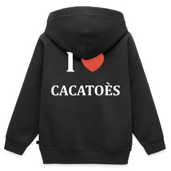 i love Cacatoès - Sweat Premium à capuche zippé enfant bio - noir - Dos - AI Model Kid Male (0cm)