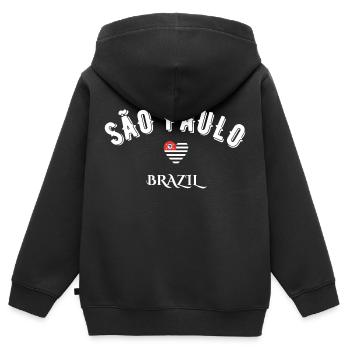 São Paulo Brasilien - Kinder Premium Organic Zip Hoodie - Schwarz - Hinten - AI Model Kid Male (0cm)