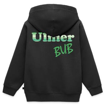 Ulm BUB - Kinder Premium Organic Zip Hoodie - Schwarz - Hinten - AI Model Kid Male (0cm)