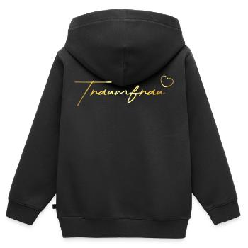 Traumfrau Geschenk in gold - Kinder Premium Organic Zip Hoodie - Schwarz - Hinten - AI Model Kid Male (0cm)
