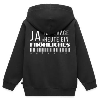 fröhliches schwarz - Kinder Premium Organic Zip Hoodie - Schwarz - Hinten - AI Model Kid Male (0cm)