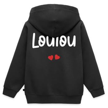 Loulou - Sweat Premium à capuche zippé enfant bio - noir - Dos - AI Model Kid Male (0cm)