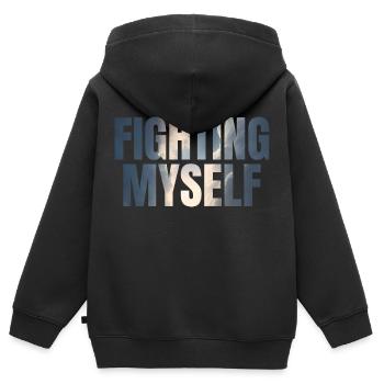 fighting myself Depression Geschenkidee - Kinder Premium Organic Zip Hoodie - Schwarz - Hinten - AI Model Kid Male (0cm)